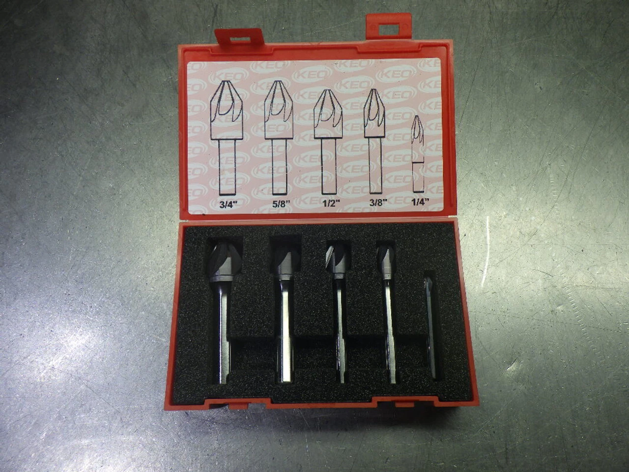 KEO 5 Piece 60 Deg 6 Flute Carbide Counter Sink Set 55790-TiAlN (LOC508A)