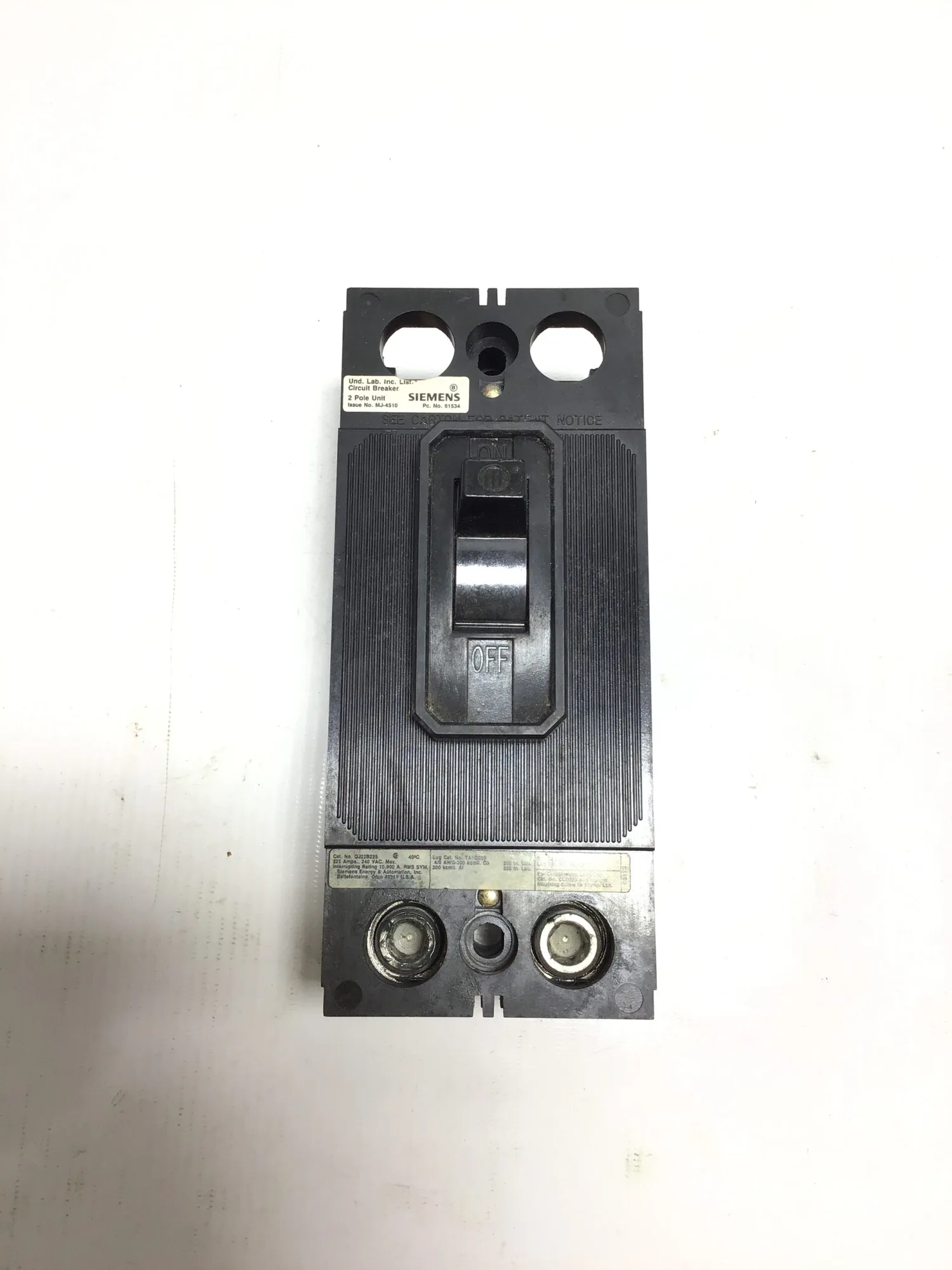 Siemens QJ22B225 Circuit Breaker 2 Pole Unit 225Amps 240Vac Max