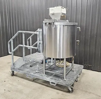 Used 100 Gallon Jacketed Tank (Kettle), With Scrape Agitation, 304 Stainless Steel