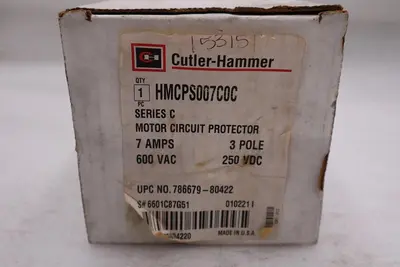 NEW CUTLER-HAMMER HMCPS007C0C BREAKER 3 POLE MOTOR CICUIT PROTECTOR #H459