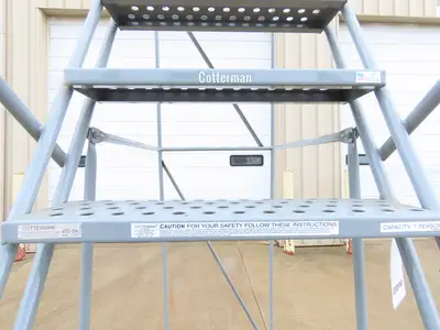 Cotterman Metal Rolling Ladder 12-Step 10'H Platform 24x7"Tread 162"H 32"W 450Lb