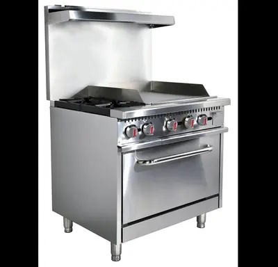 ELITE E-2-G24 36" 2 Gas Burner Range w/ 24in Griddle & Oven