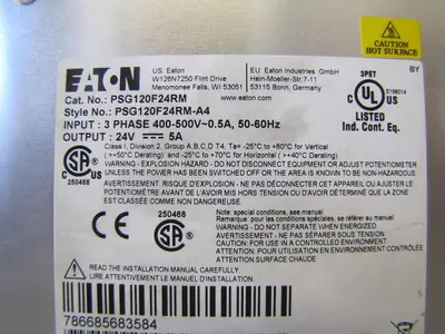 Eaton Cutler Hammer PSG120F24RM Power Supply 24 VDC Output 460V 3 PH Input