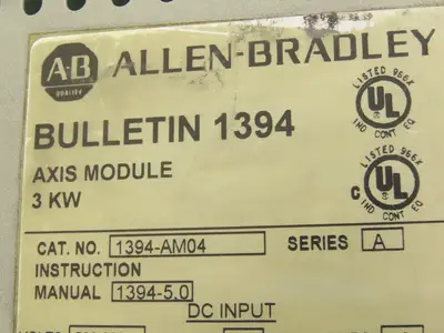 Allen Bradley 1394-AM04 Servo 3kW Axis Module 530/680V 1Ph In 310/390V 3Ph Out