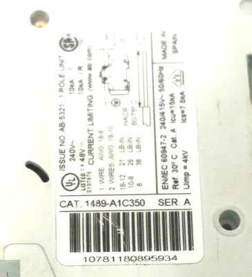 USED ALLEN BRADLEY 1489-A1C350 CIRCUIT BREAKER 1489A1C350