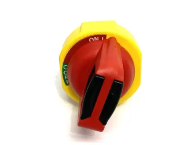 USED ALLEN-BRADLEY SER. A ROTARY DISCONNECT SWITCH HANDLE RED/YELLOW