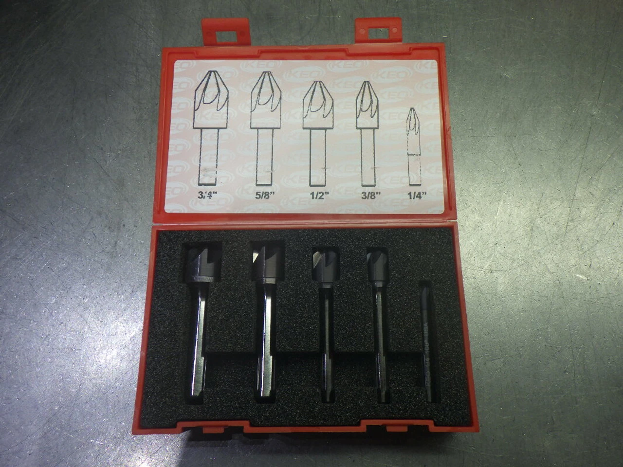 KEO 5 Piece 100 Deg 6 Flute Carbide Counter Sink Set 55823-TiAlN (LOC508A)