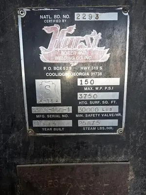 USED 1994 Hurst 850 HP Boiler 1994 25875 LBS Hour