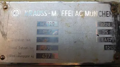 Krauss-Maffei HZ 125 peeler centrifuge, 316SS.