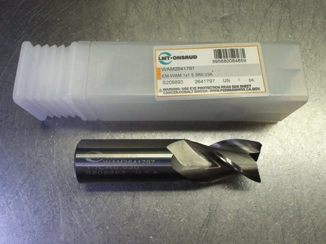 LMT Onsrud 1" 3 Flute Carbide CR Endmill 1" Shank .030" R WAM2641797 (LOC2753A)