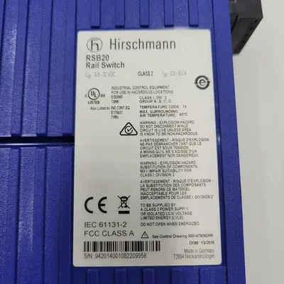 USED HIRSCHMANN HIRSCHMANN RSB20 RAIL SWITCH RSB20-0800T1TSAABHH05.3.06
