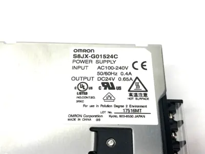 USED OMRON COVERED POWER SUPPLY INPUT 100 TO 240 VAC, OUTPUT 24V 0.65A