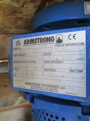 Armstrong #4280, centrifugal water pump, 3" x 2.5" x 6", 5.5 KW