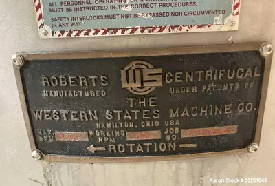 Used WESTERN STATES G-16 Basket Bottom Dump Centrifuges Illinois US | Aaron Equipment #1240990