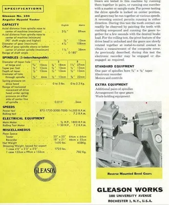 USED GLEASON 104 tester