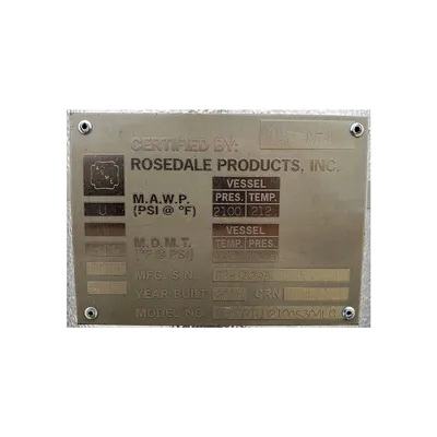 Unused Stainless Steel Rosedale High Pressure Liquid Filtration Strainer System