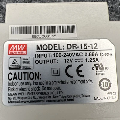 Used MEAN WELL DR-15-12 DIN Rail Power Supplies California US | Davliegogo LLC #1707391