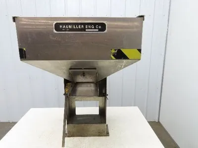 Haumiller Pneumatic Vibratory Parts Feeder Bin 24x24" Stainless Hopper