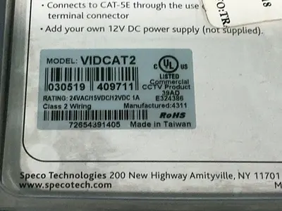 New | in-Stock SPECO VIDCAT2 Video/CATV/Television Ohio US | HGR 24 #1301644