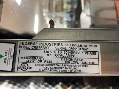 Used Federal Industries Used Federal CRB3628SS 36" Self Serve Refrigerated Merchandiser Display Cabinet 120V Display Refrigerators Illinois US | Falcon Restaurant Supply #1376145