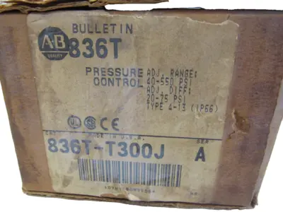 ALLEN BRADLEY 836T-T300J PRESSURE CONTROL SWITCH SER.A 836TT300J NEW, SURPLUS