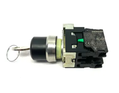 3SU1050-4BF01-0AA0 | Siemens RONIS Key-Operated Switch 22mm Round w/ 2x NO Contact - Used