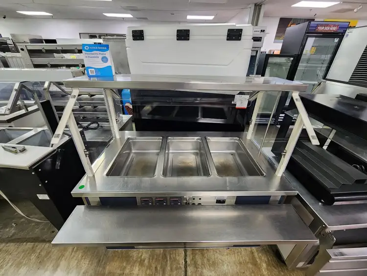 Used Falcon Restaurant Supply Used 3 Open Well Digital Controls Steam Table w/under cabinet storage Steam Tables (Food) Illinois US | Falcon Restaurant Supply #1376661