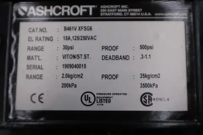 ASHCROFT b461v xfsg6 / b461vxfsg6 30 psi NEW IN BOX STOCK G429A