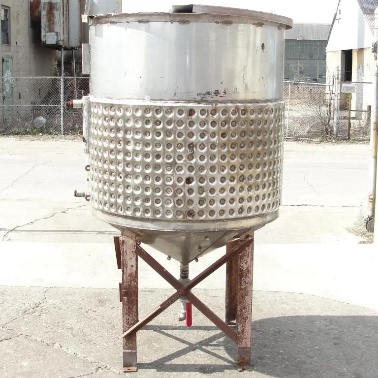 SPC5517  Tank 250 gallon vertical tank, Stainless Steel, half dimple jacket, conical
