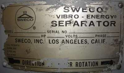 SPC6255  Vibratory Screener and Sifter 18" Sweco circular shaker screener, 1 deck, CS