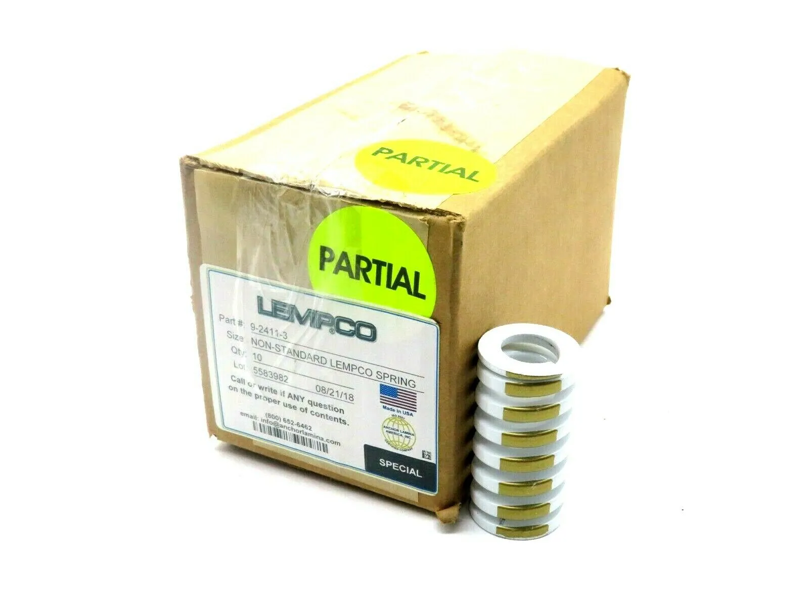 NEW BOX OF 10 LEMPCO 9-2411-3 NON-STANDARD SPRING 924113