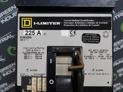Square D KI36225G I-Limiter Circuit Breaker & GFM250KA Ground Fault Module Used