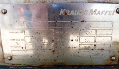Krauss-Maffei VZU 125/2.5 perforate basket centrifuge, 316L SS.