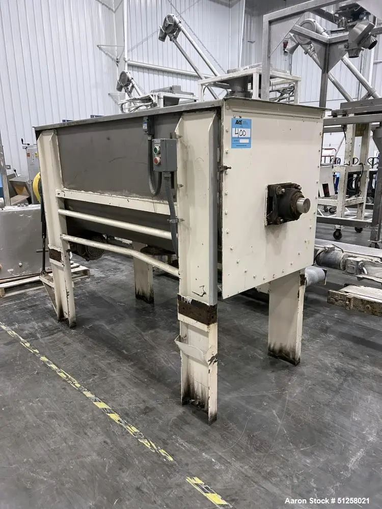 Used 45 Cubic Foot Ribbon Blender, Stainless Steel, 78" x 30" Trough with Drive