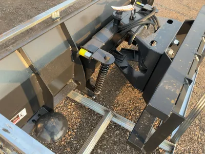 New JCT 84” Plow Blade Skid Steer Attachment, Universal Quick Attach, Hydraulic Angle, Spring Trip, ...