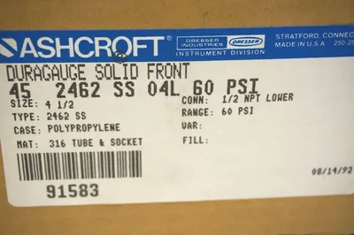 NEW ASHCROFT 45-2462-SS-04L-60 DURAGAUGE 452462SS04L60
