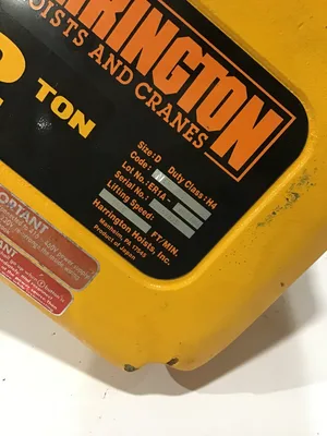 Harrington 2 Ton Electric Chain Hoist 15/5 FT/Min w/ 3 Phase Induction Motor