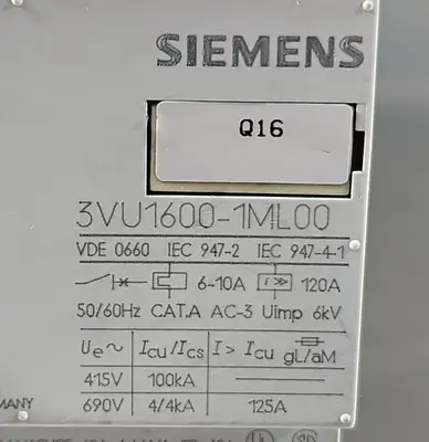 SIEMENS 3VU1600-1ML00 Circuit Breaker. Loc4C-21