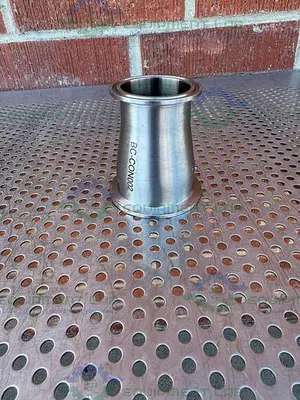 Unbranded Stainless Steel Reducer 2" Sanitary to 2 1/2" Sanitary Fittings