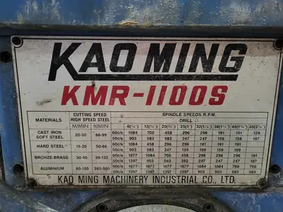Used KAO MING KMR-1100S Radial Drills British Columbia CA | Lenmark #913326