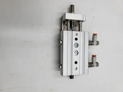 USED SMC SMC MXQ12A-30ZG CYLINDER WITH SLIDE TABLE & TWO AS1201F VALVES