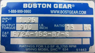 NEW BOSTON GEAR F724-15S-B7-G GEAR REDUCER 15:1 F72415SB7G