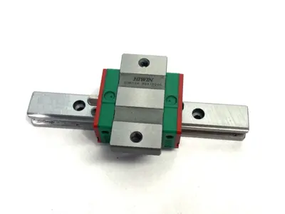 USED HIWIN LINEAR GUIDEWAY BLOCK AND RAIL, 1-BLOCK, 110MM RAIL