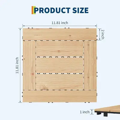 Garvee 22 Piece Solid Acacia Wood Interlocking Patio Deck Tiles