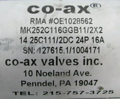 REFURBISHED COAX MK-25-NC-14-25C111/2DC-24P-16A VALVE MK25NC1425C1112DC24P16A
