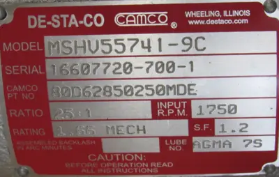 NEW CAMCO 601RDM2H24-330 INDEXTER 25:1 MSHV55741-9C 22F-V4P5N103