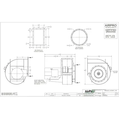 Used AIRPRO FAN & BLOWER COMPANY BIHS222 Centrifugal Fans West Virginia US | JM Industrial #1321866