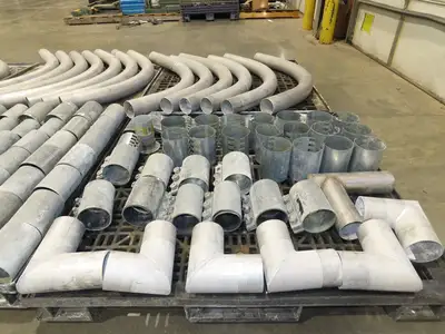 Nucon 3.5" Pipe Pneumatic Dry Material Conveying 90°Elbows Morris Couplings 4"OD