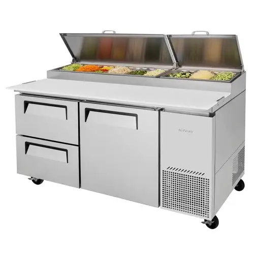 Turbo Air TPR-67SD-D2-N 67" Super Deluxe Pizza Prep Table w/ Refrigerated Base, 115v