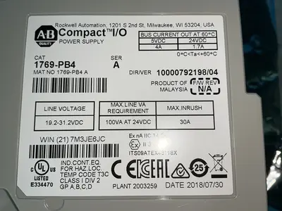 Used 2018 ALLENBRADLEY 1769PB4 PLC Power Supplies Ohio US | HGR 24 #1507627